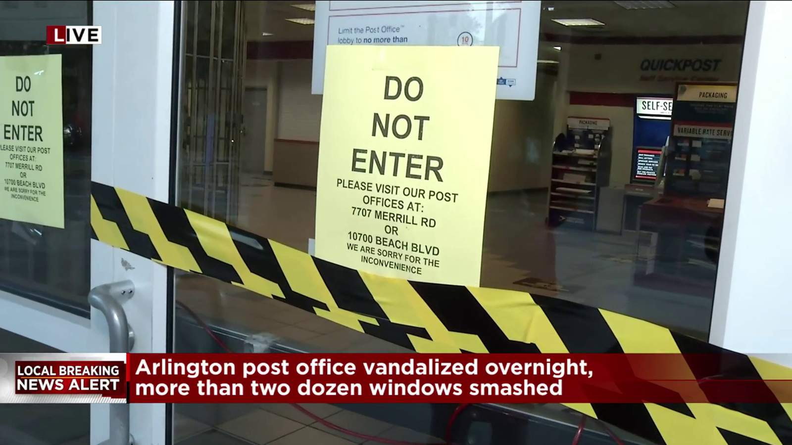 More than 24 windows broke at Jacksonville Post Office overnight