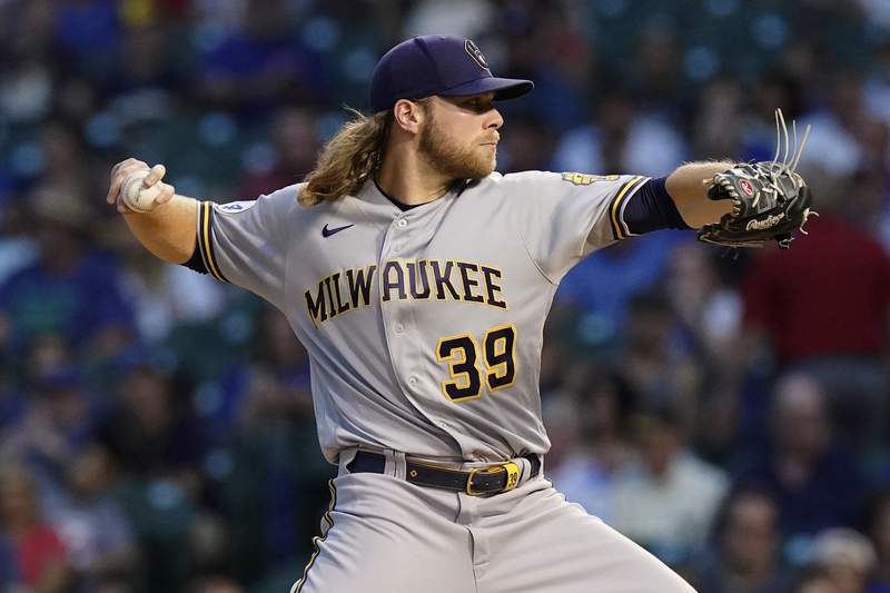 Brewers' Burnes strikes out 10 in a row, ties MLB record