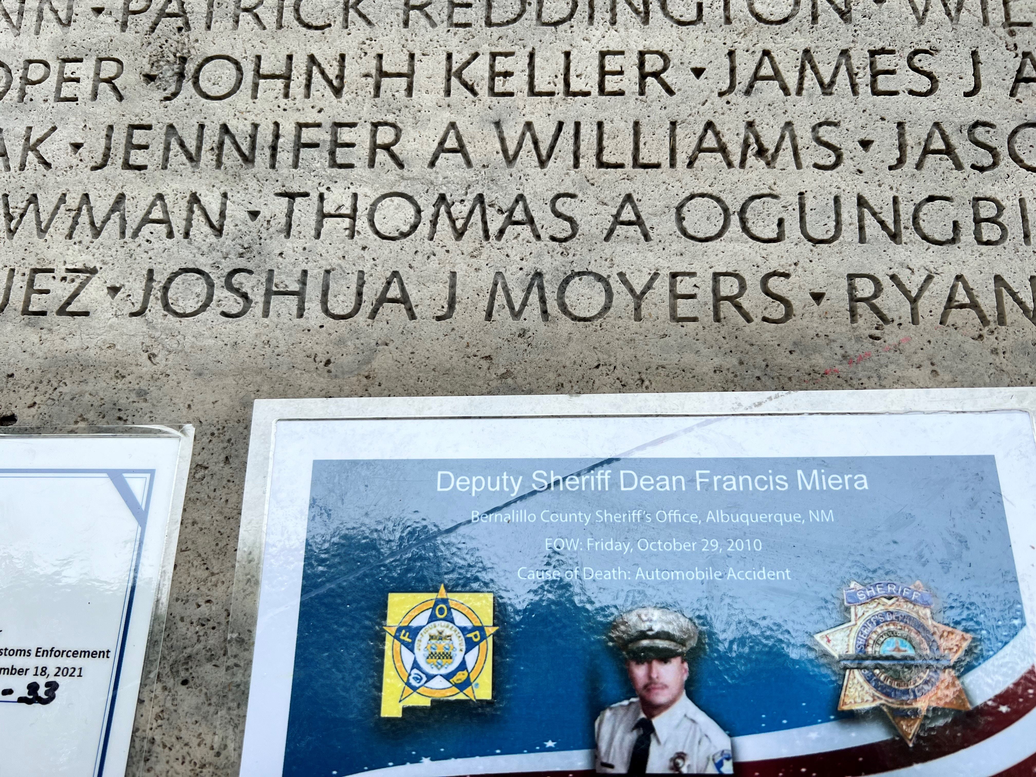 Nassau County Deputy Joshua Moyer's name can be seen in the wall of the National Law Enforcement Officers Memorial.
