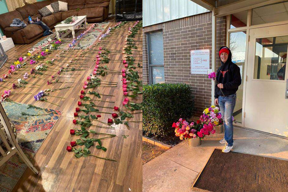 A Texas teen bought 170 flowers to give every girl at his school a Valentine