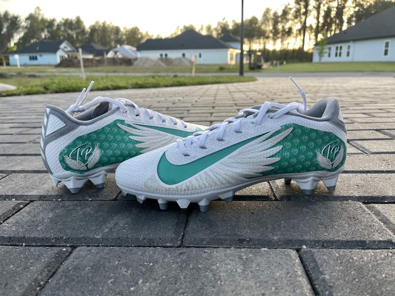 Middle school football player creates special cleats to honor Tristyn Bailey