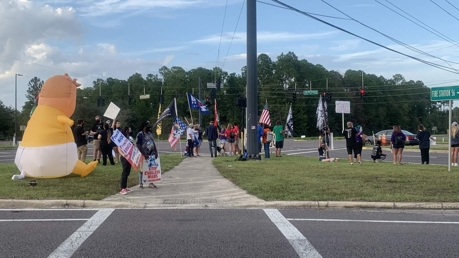 Demonstrators hoped to ‘send a message’ during Trump’s Jacksonville visit
