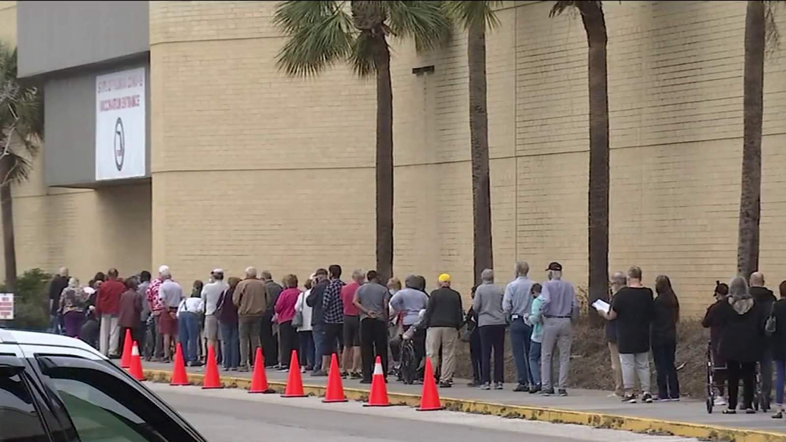 As second doses begin, long line forms at Regency Square vaccine site
