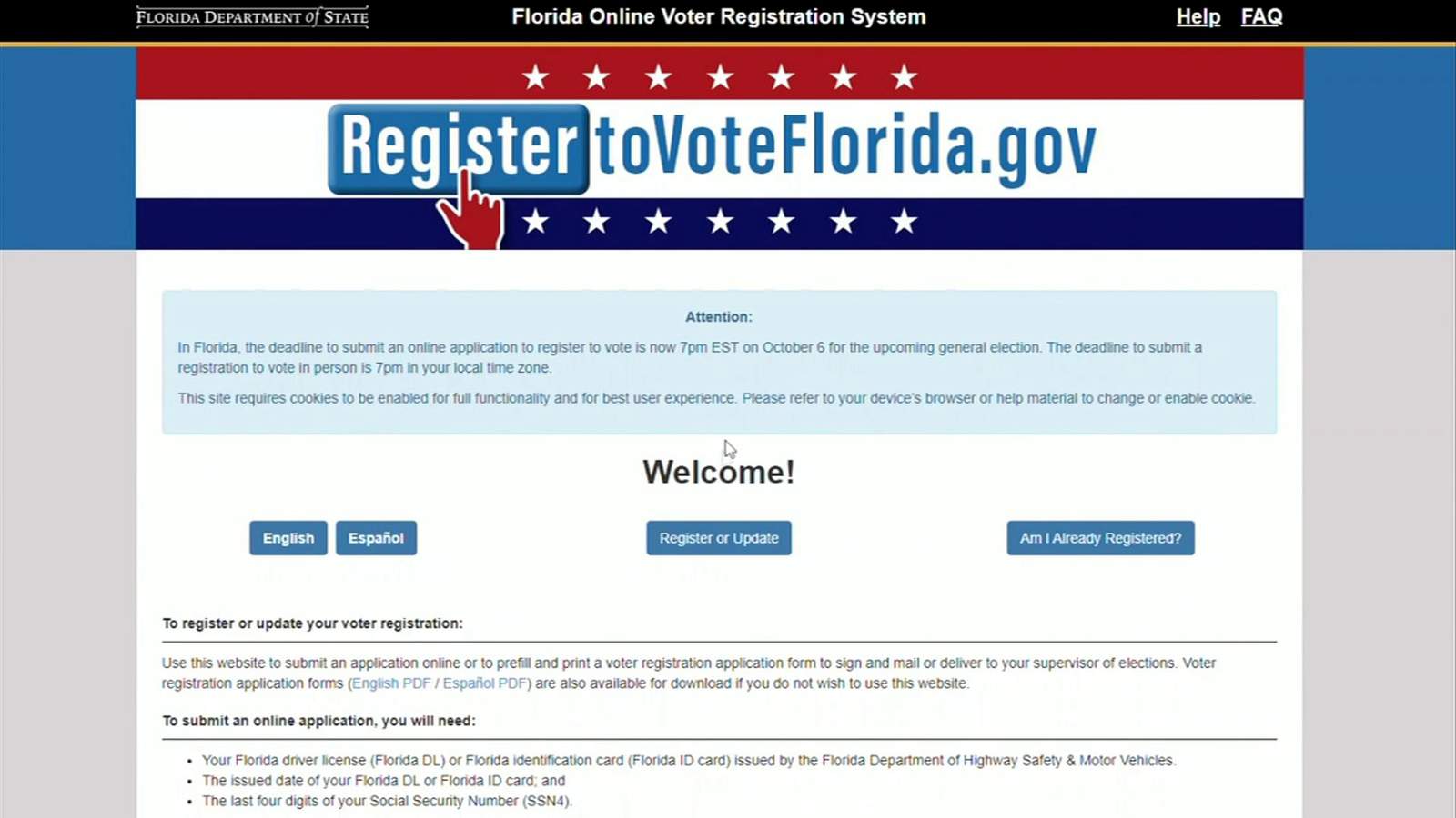 Voter registration could be reopened in Florida