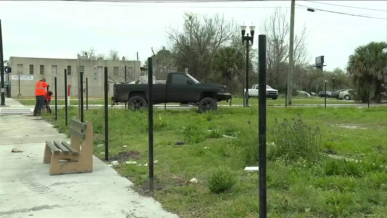 Fence going up as city begins to move people out of downtown homeless camp