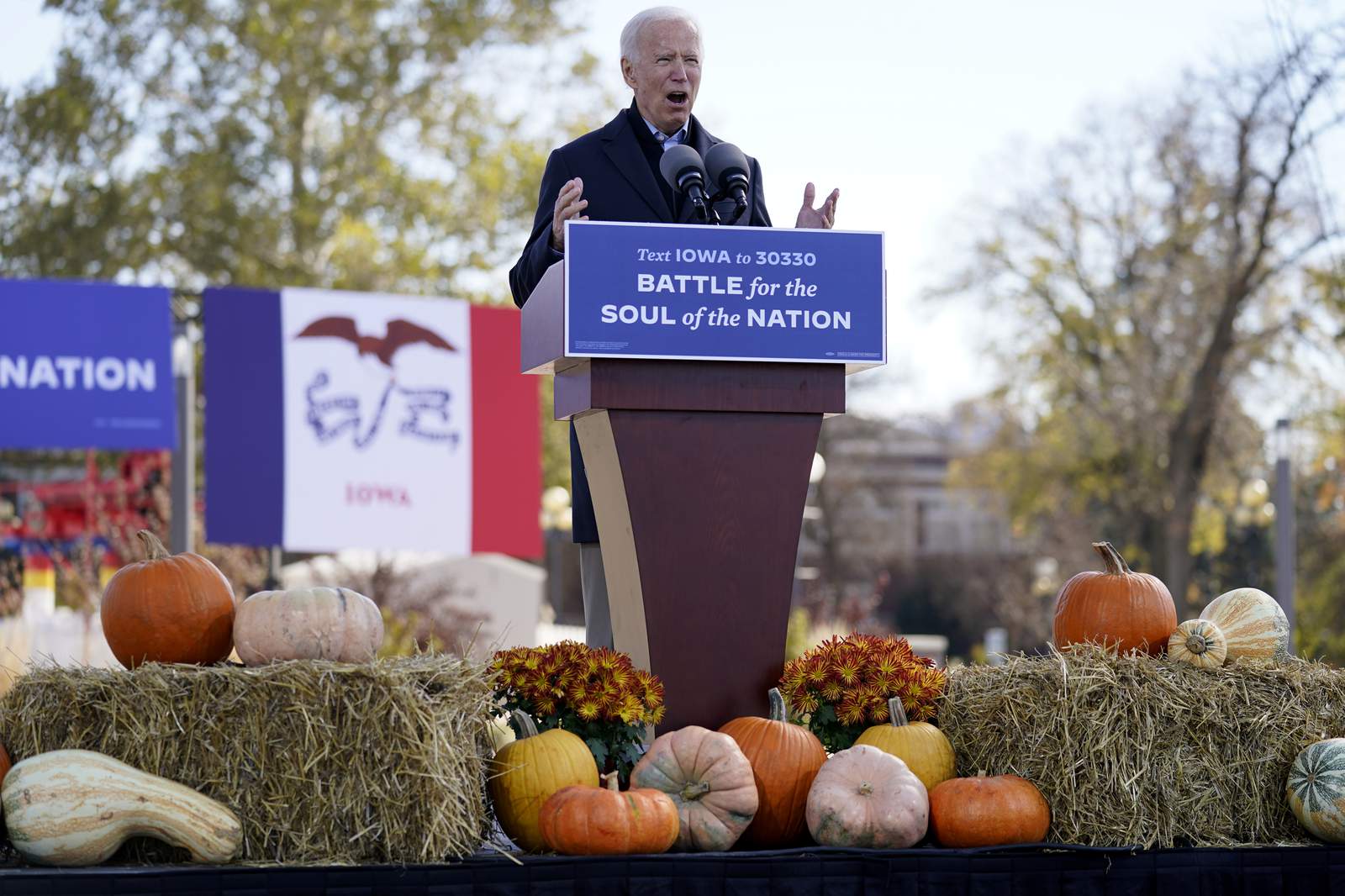 Biden takes case against Trump to COVID ground zero in Iowa