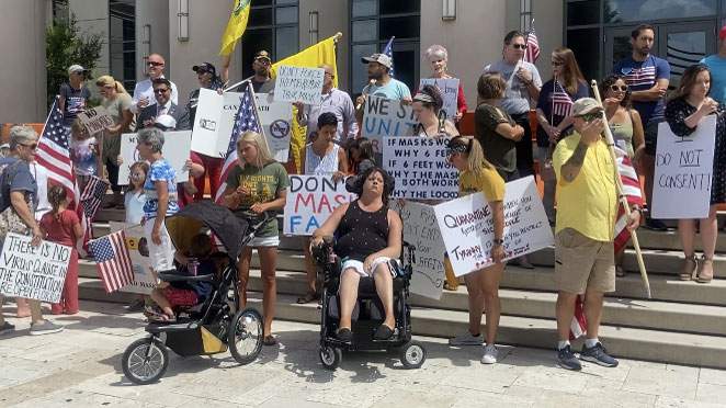 Florida lawmaker sues Jacksonville over mask mandate, joins freedom rally at courthouse