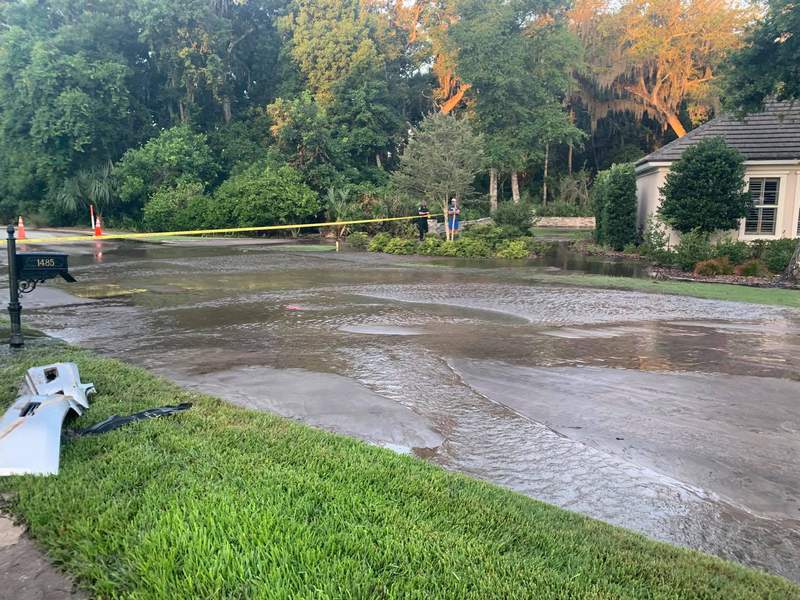 Crash causes sinkhole in a St. Johns County neighborhood