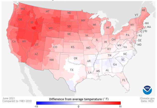 Hottest June on record for the United States